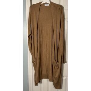 Old Navy Tan Duster Knit Cardigan Jacket XL Longline Rayon Blend Oversized